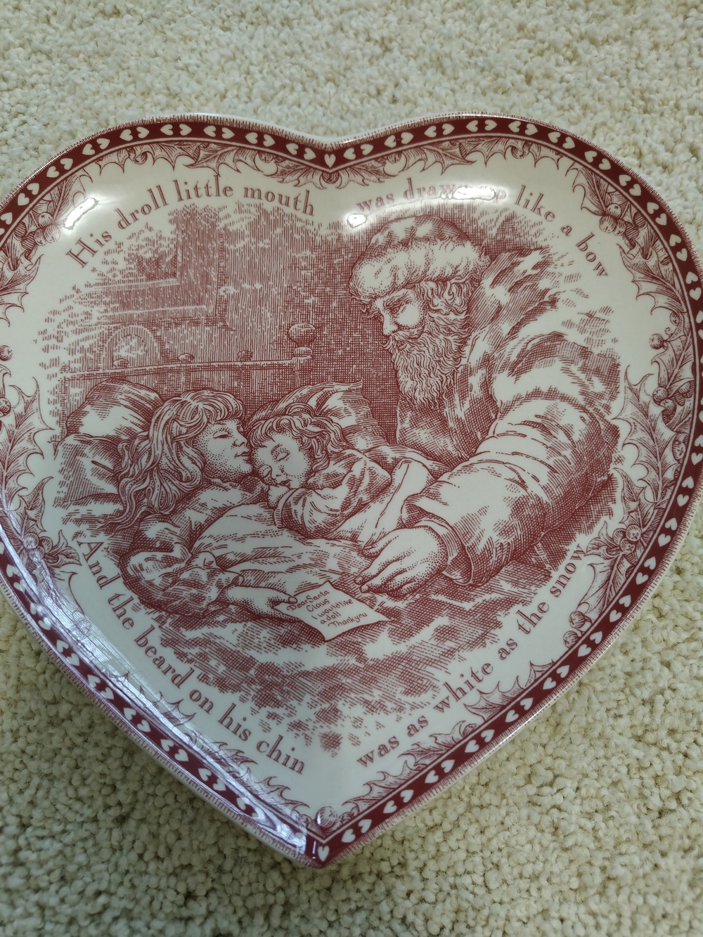 Johnson Brothers It Was The Night Shaped Red and White Holiday Serving Plate